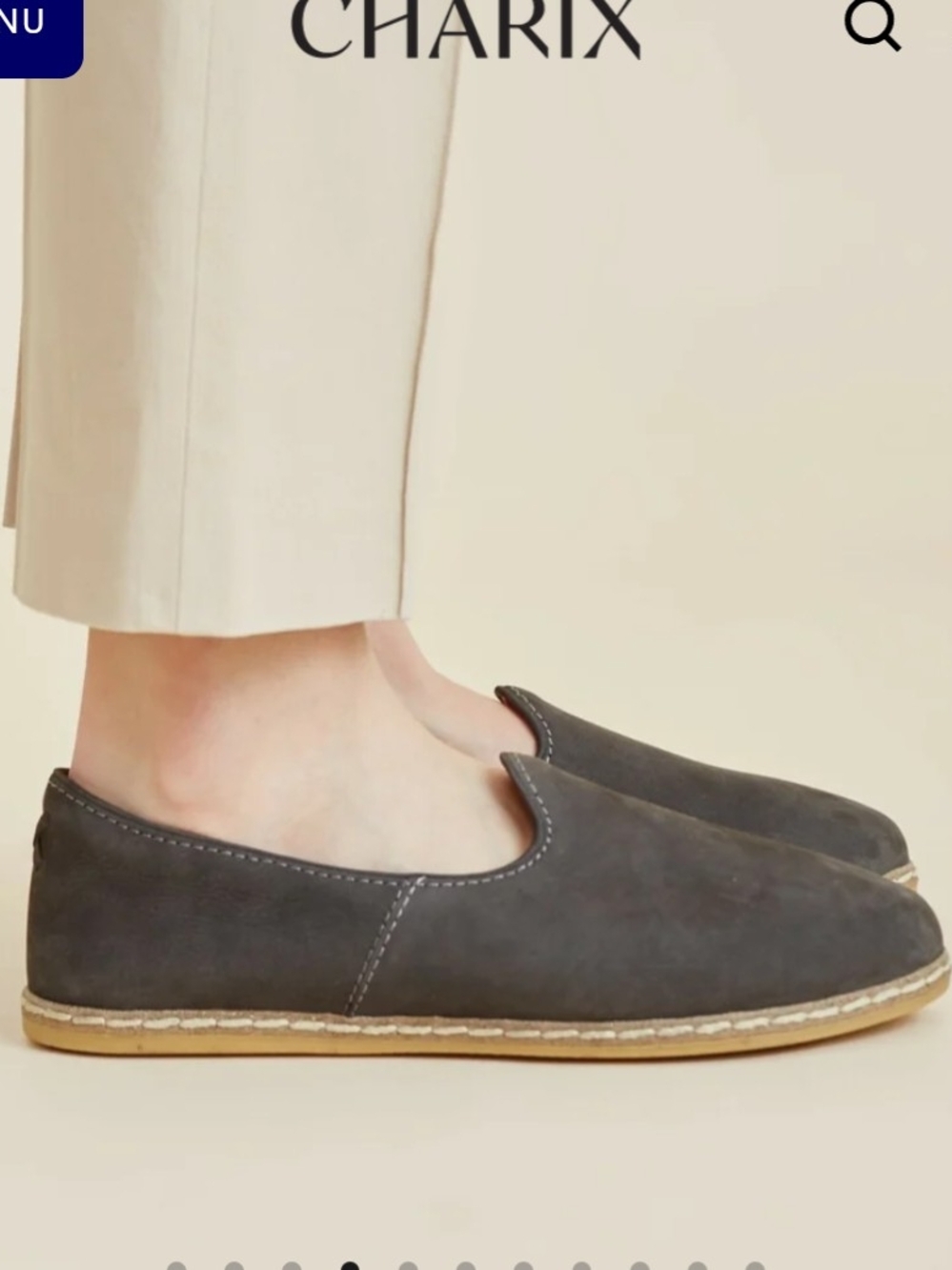 Charix Leather Artisan Loafer Slip On Flats Shoes Women 49 9.25 Graphite Comfort
